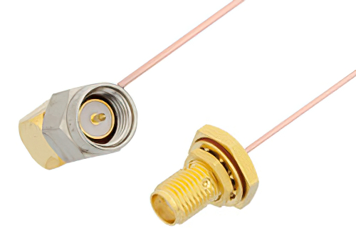 SMA Male Right Angle to SMA Female Bulkhead Cable Using PE-034SR Coax