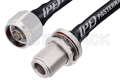 N Male to N Female Bulkhead Low Loss Test Cable 200 CM Length Using PE-P142LL Coax, RoHS