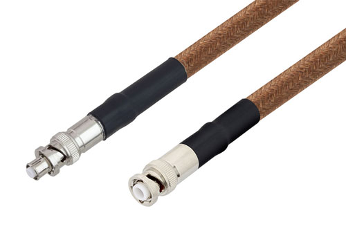 MHV Male to SHV Plug Cable 36 Inch Length Using RG225 Coax , LF Solder