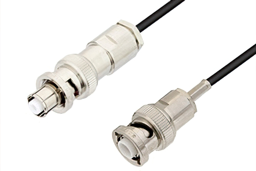 MHV Male to SHV Plug Cable 12 Inch Length Using RG174 Coax, RoHS