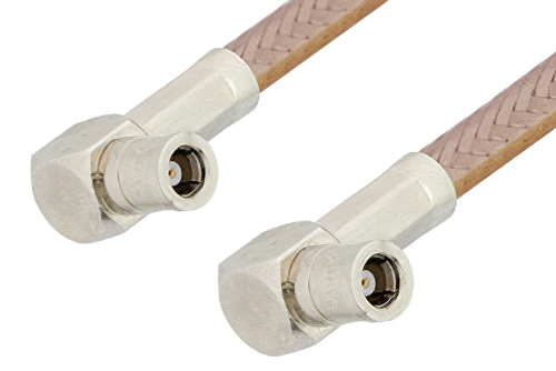 SMB Plug Right Angle to SMB Plug Right Angle Cable 12 Inch Length Using RG400 Coax