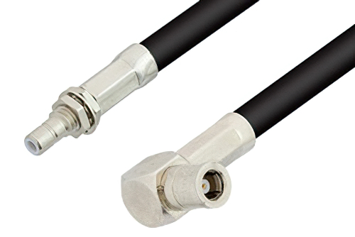 SMB Plug Right Angle to SMB Jack Bulkhead Cable 24 Inch Length Using RG223 Coax