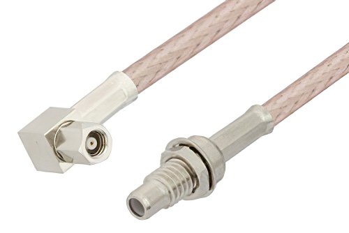 SMC Plug Right Angle to SMC Jack Bulkhead Cable Using RG316-DS Coax, RoHS