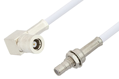 SMB Plug Right Angle to SMB Jack Bulkhead Cable 60 Inch Length Using RG188-DS Coax