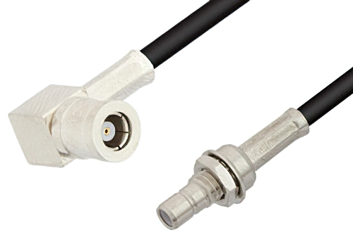 SMB Plug Right Angle to SMB Jack Bulkhead Cable 60 Inch Length Using PE-B100 Coax