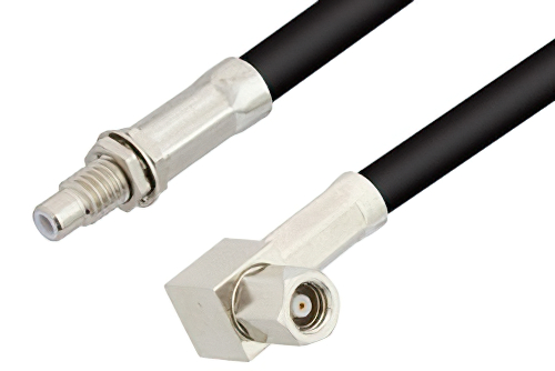 SMC Plug Right Angle to SMC Jack Bulkhead Cable 36 Inch Length Using RG223 Coax