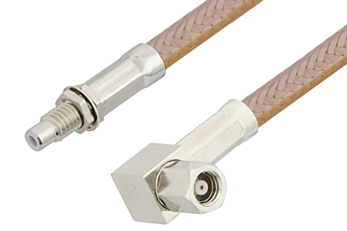 SMC Plug Right Angle to SMC Jack Bulkhead Cable 60 Inch Length Using RG400 Coax