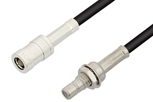SMB Plug to SMB Jack Bulkhead Cable 12 Inch Length Using PE-B100 Coax