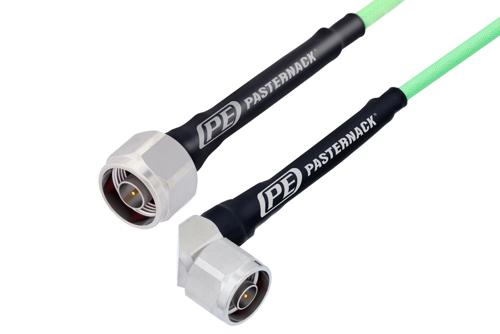 N Male to N Male Right Angle Low Loss Cable Using PE-P142LL Coax with Double HeatShrink