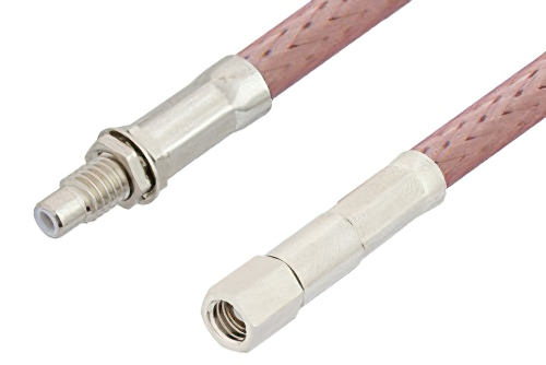 SMC Plug to SMC Jack Bulkhead Cable 72 Inch Length Using RG142 Coax, RoHS