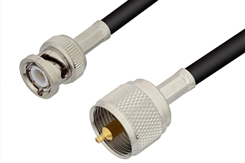 UHF Male to BNC Male Cable Using 53 Ohm RG55 Coax