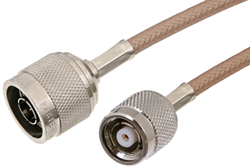 N Male to Reverse Polarity TNC Male Cable 24 Inch Length Using RG400 Coax