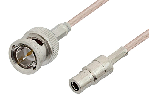 75 Ohm Mini SMB Plug to 75 Ohm BNC Male Cable 24 Inch Length Using 75 Ohm RG179 Coax, RoHS