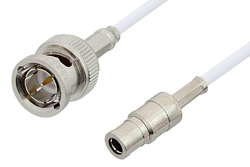 75 Ohm Mini SMB Plug to 75 Ohm BNC Male Cable 36 Inch Length Using 75 Ohm RG187 Coax, RoHS