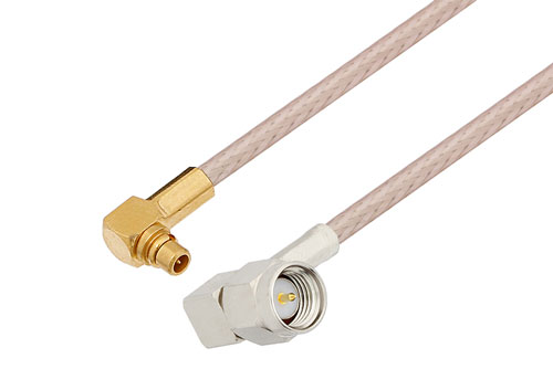 SMA Male Right Angle to MMCX Plug Right Angle Cable Using RG316 Coax with 90 Deg. Clock