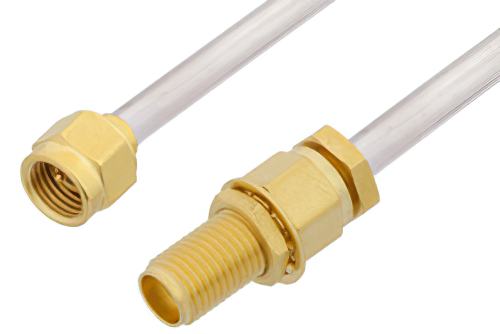 2.92mm Male to 2.92mm Female Bulkhead Cable 6 Inch Length Using PE-SR402AL Coax