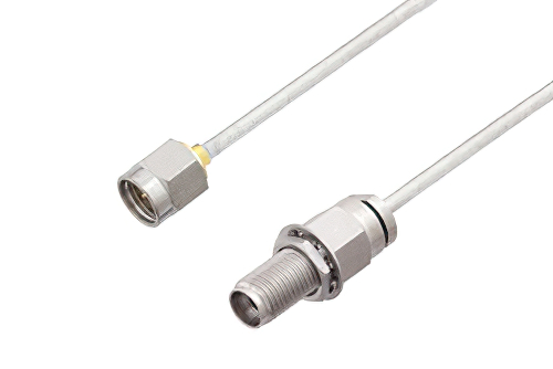 2.92mm Male to 2.92mm Female Bulkhead Cable 24 Inch Length Using PE-SR405FL Coax