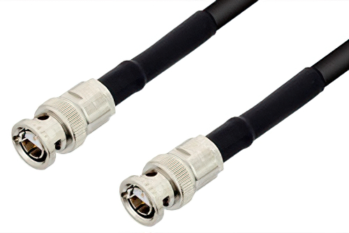 BNC Twinax Plug to BNC Twinax Plug Cable 600 Inch Length Using 78 Ohm RG108 Coax, RoHS