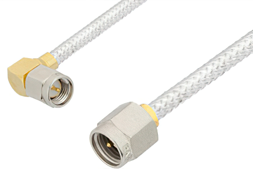 SMA Male to SMA Male Right Angle Cable Using PE-SR402FL Coax