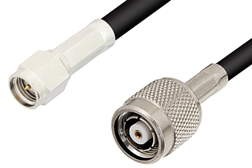 SMA Male to Reverse Polarity TNC Male Cable Using RG58 Coax, RoHS