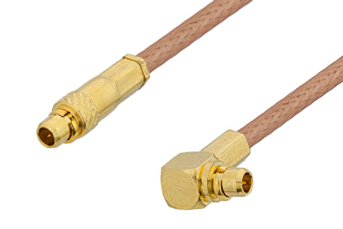 MMCX Plug to MMCX Plug Right Angle Cable Using RG178 Coax , LF Solder