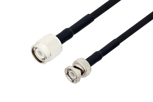 TNC Male to BNC Male Cable Using RG223 Coax with HeatShrink, LF Solder