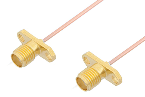 SMA Female 2 Hole Flange to SMA Female 2 Hole Flange Cable 60 Inch Length Using PE-047SR Coax