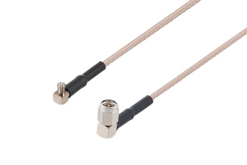 MCX Plug Right Angle to SMA Male Right Angle Cable Using RG316-DS Coax with HeatShrink