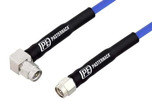 SMA Male to SMA Male Right Angle Precision Cable 24 Inch Length Using PE-P141 Coax, RoHS