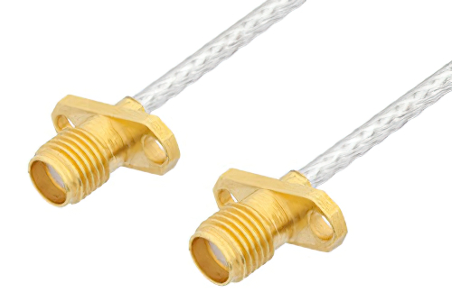 SMA Female 2 Hole Flange to SMA Female 2 Hole Flange Cable Using PE-SR402FL Coax