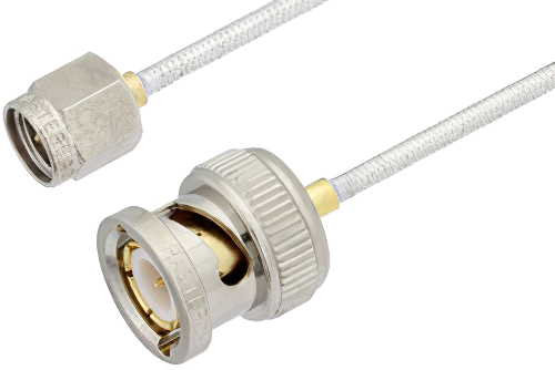 SMA Male to BNC Male Cable 12 Inch Length Using PE-SR405FL Coax