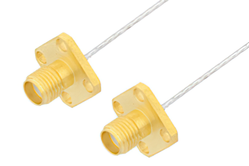 SMA Female 4 Hole Flange to SMA Female 4 Hole Flange Cable Using PE-SR047FL Coax, RoHS