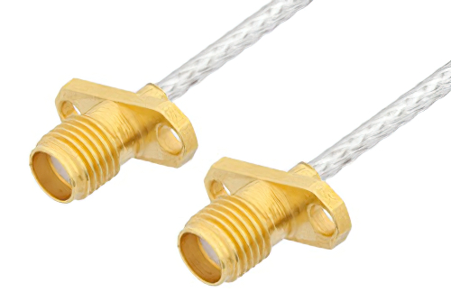 SMA Female 2 Hole Flange to SMA Female 2 Hole Flange Cable Using PE-SR405FL Coax