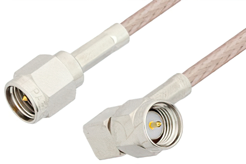 SMA Male to SMA Male Right Angle Cable 60 Inch Length Using RG316 Coax
