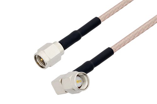 SMA Male Right Angle to SMA Male Cable Using RG316 Coax with HeatShrink
