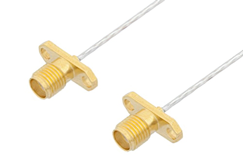 SMA Female 2 Hole Flange to SMA Female 2 Hole Flange Cable 6 Inch Length Using PE-SR047FL Coax