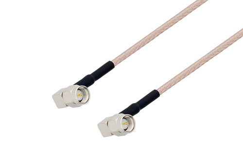 SMA Male Right Angle to SMA Male Right Angle Cable Using RG316 Coax with HeatShrink, LF Solder