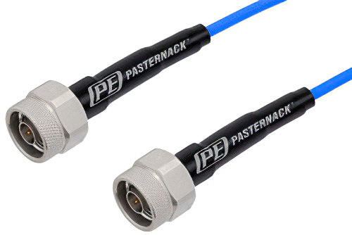N Male to N Male Cable 150 cm Length Using PE-P141 Coax with HeatShrink, LF Solder, RoHS