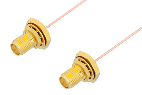 SMA Female Bulkhead to SMA Female Bulkhead Cable 6 Inch Length Using PE-034SR Coax