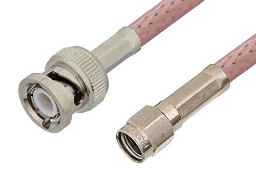 Reverse Polarity SMA Male to BNC Male Cable Using RG142 Coax, RoHS