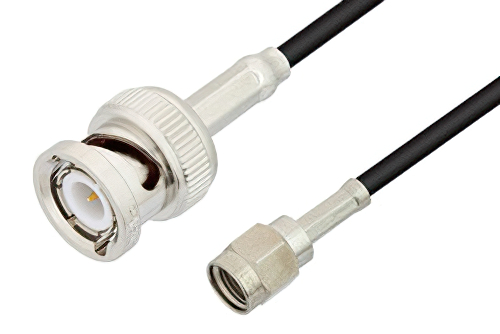 Reverse Polarity SMA Male to BNC Male Cable 48 Inch Length Using RG174 Coax, RoHS