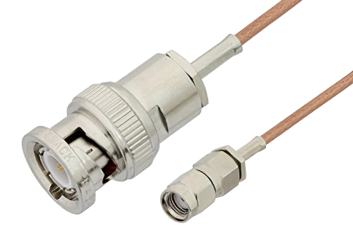 Reverse Polarity SMA Male to BNC Male Cable 36 Inch Length Using RG178 Coax