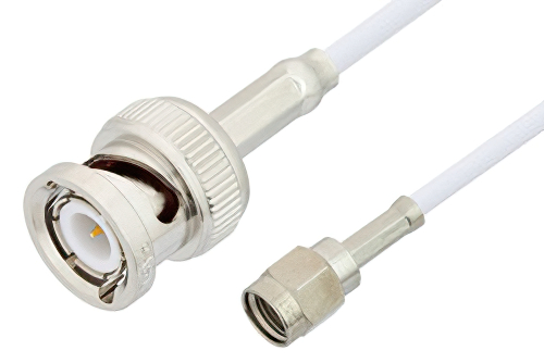 Reverse Polarity SMA Male to BNC Male Cable 48 Inch Length Using RG188 Coax, RoHS