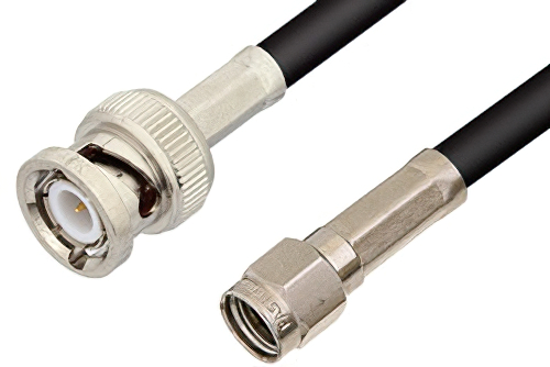 Reverse Polarity SMA Male to BNC Male Cable 60 Inch Length Using RG223 Coax