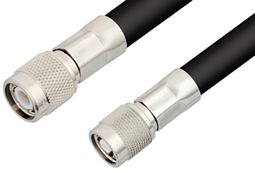 TNC Male to Reverse Polarity TNC Male Cable 12 Inch Length Using RG213 Coax