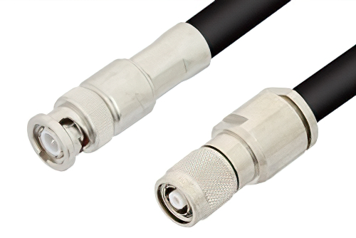Reverse Polarity TNC Male to BNC Male Cable 12 Inch Length Using PE-B405 Coax