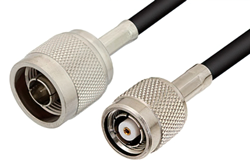 N Male to Reverse Polarity TNC Male Cable 12 Inch Length Using RG223 Coax