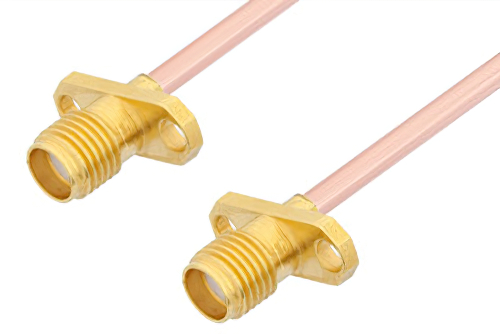 SMA Female 2 Hole Flange to SMA Female 2 Hole Flange Cable 60 Inch Length Using RG402 Coax