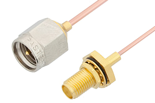 SMA Male to SMA Female Bulkhead Cable 18 Inch Length Using PE-047SR Coax