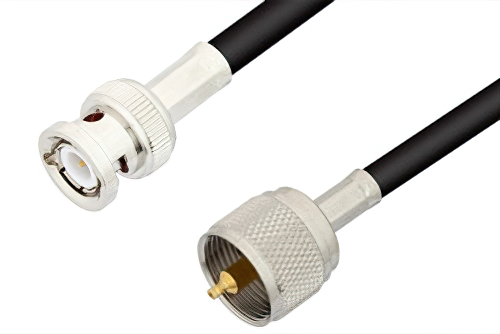 UHF Male to BNC Male Cable 12 Inch Length Using 75 Ohm RG59 Coax
